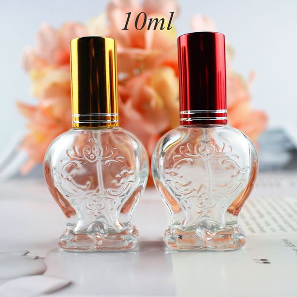 10ml Mini bouteille de parfum en verre en forme de coeur transparent Bouteilles de parfum de parfum Bouteille d'emballage cosmétique Flacons en verre rechargeables