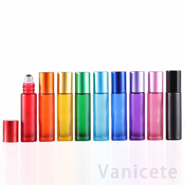 10ml Mini Roll On Roller Bottle Fragancia Botellas de vidrio Rose Gold Essential Oil Bottle Roller Ball Perfume Container 500pcs T1I3499