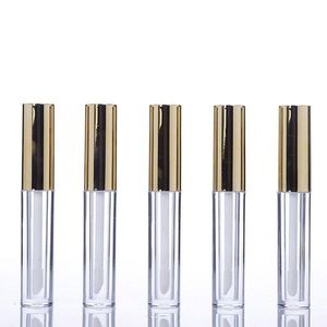 10 ml Mini tubo de brillo de labios redondo paquete de cosméticos brillo de labios Botella vacía con tapa de oro Tubo de brillo de labios redondo cosmético