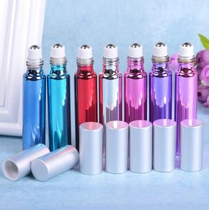 Rollo de metal UV multicolor de 10 ml en botellas de perfume Tubo de desodorante recargable con rodillo de aceites esenciales vacíos LX3070