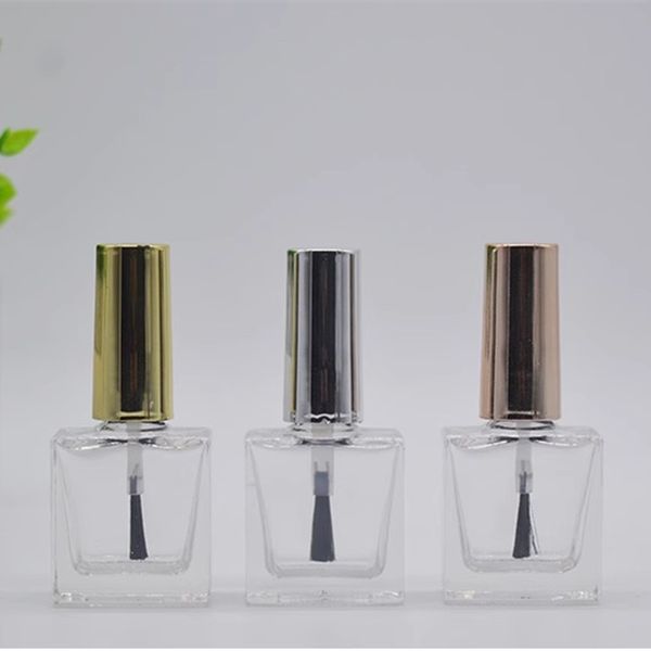 Botella de esmalte de uñas de 10 ml con cepillo, botella de muestra cosmética recargable vacía, botella de vidrio transparente