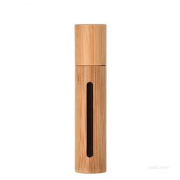 10 ml natuurlijke bamboe navulbare lege essentiële oliefles etherische oliën diffusers geur stalen roller bal fles voor thuis reizen T2i51766