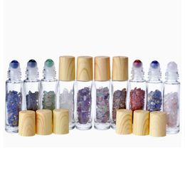 10 ml natuurlijke edelsteen jade roller fles plastic houten korrel deksel bijvulbare etherische oliefles 1130