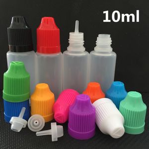 Bouteilles compte-gouttes en plastique PE 10ml, aiguille vide, huile, jus, liquide, LDPE avec bouchon à l'épreuve des enfants