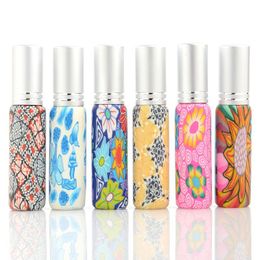 Aqike – flacon pulvérisateur de parfum vide en argile polymère, Portable, rechargeable, pour huile essentielle, en verre, couleur aléatoire, 10ML