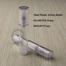 10 ml PS Airless Cream Lotion Pump Spray Bottle Containers Split Charging Flessen Cosmtic Packaging Skin Milk Jars 10pcs / lot