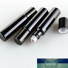 Botella de perfume de vidrio UV de plata negro de oro negro recargable de 10 ml con rodillo de aceite esencial vacío Rollo de vial en botellas Embalaje