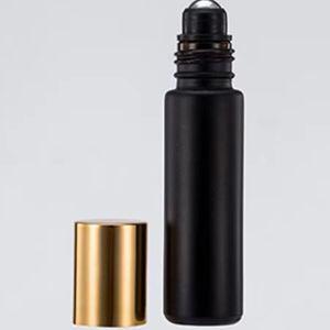 10ml Roll On Bouteille en verre Bouteille noire mate Parfums Bouteilles de parfum d'huile essentielle avec bille roulante en métal C21