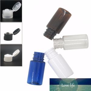 Bouteilles en plastique vides rondes de 10 ml, bouteille pour animaux de compagnie transparente/blanche/ambre/bleue avec bouchon à rabat transparent/blanc/noir X 10