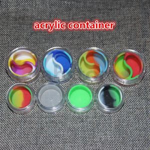 10 ml ronde vorm siliconen potten dab wax container siliconen container met acryl schild non-aanbak waterpijp gel waxoliehouder