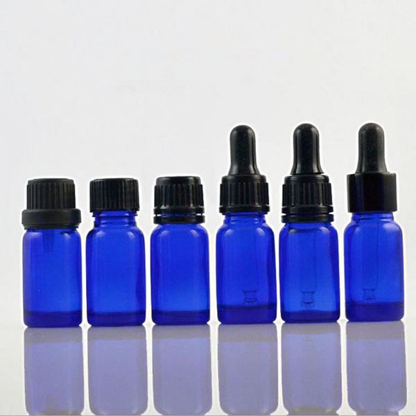 10ML petites bouteilles en verre bleu avec bouchon d'étanchéité + bouchon à vis vernis à ongles bouteilles d'huile bocaux en verre F2017846