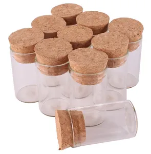 10 ml kleine testbuis met kurkstopglaskruidflessen Container Jars flesjes Diy Craft Grootte 24 40mm 20 stks