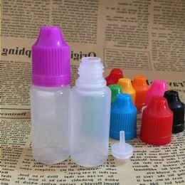 Bouteille translucide de 10 ml 2000pcs bouteilles vides en plastique 10 ml avec capuchon à l'épreuve des enfants et pointe d'aiguille