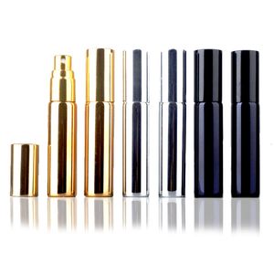 Atomizador de chapado UV de 10ML, Mini botella de Perfume portátil recargable, botellas de Spray, contenedores vacíos de muestra, Color dorado, plateado y negro
