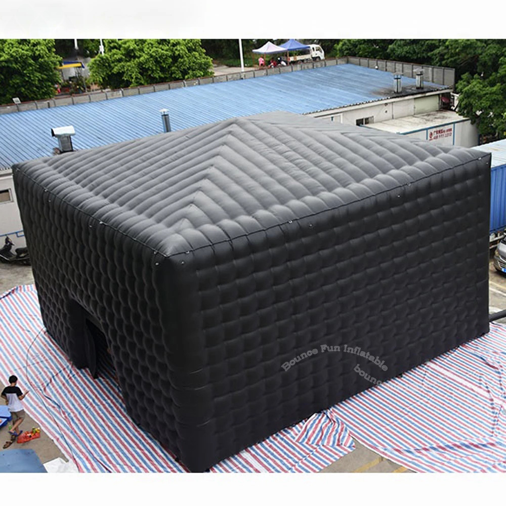 Black Inflatable Cube Tent Large Inflatable Party Tent Nightclub Disco Marquee Booth Studio For Outdoor Wedding 10mLx10mWx4.5mH (33x33x15ft)