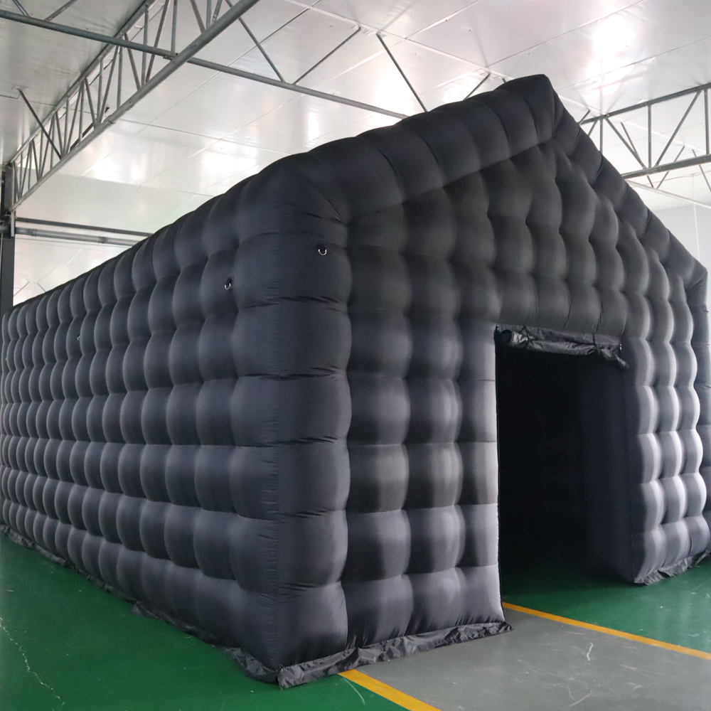 Oxford Black Party Inflatable Nightclub Tent With Lights Hole Big Inflatable Cube Night Club Booth For Disco Wedding 10mLx10mWx4.5mH (33x33x15ft)