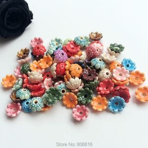 10MM 100 pièces fleur faite à la main chine céramique porcelaine perles bouchons bijoux résultats accessoires 240112