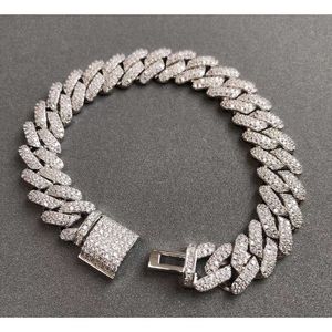 10mm 12mm 14mm groothandelsprijs beste kwaliteit 925 zilveren aangepaste armband sieraden 6mm 8mm Iced Out Moissanite Cubaanse link chain