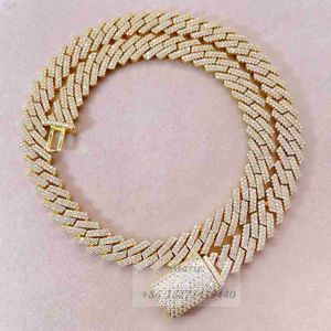 10 mm 12 mm brede Cubaanse schakel diamanten ketting voor en man Moissanite -ketting