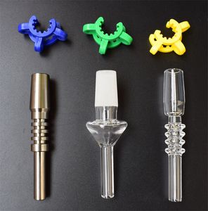 10mm 14mm 18mm 19mm Quartz Tip Titanium Tip for Mini Nectar Collector Kits With Free Plastic Keck Clips Quartz Banger Nail Titanium Nail