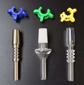 10mm 14mm 18mm 19mm Quartz Pointe Titane Pointe pour Mini Nectar Collector Kits Avec Clips Keck En Plastique Gratuits Quartz Banger Nail Titanium Nail