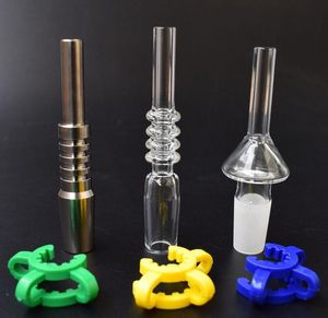 Punta de titanio con punta de cuarzo de 10 mm, 14 mm, 18 mm y 19 mm para mini kits NC con clips de plástico gratuitos, brazalete de cuarzo, clavo de titanio