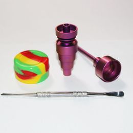 Juego de herramientas para clavos de titanio de Color ajustable de 10mm, 14mm, 18mm, clavo de titanio sin hogar GR2 con tapa de carburador, contenedor de tarro de silicona