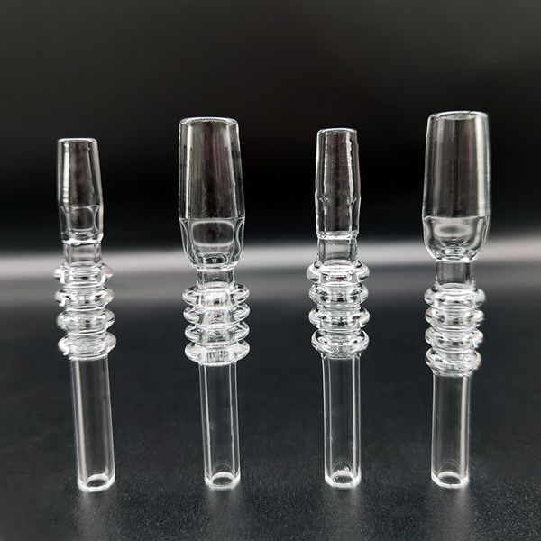 10mm 14mm 18mm Quartz Tip Accessoires pour fumer Nectar Collector Kit Dab Straw Tube Drip Tips Verre Eau Bongs Partenaire VS Clou en céramique