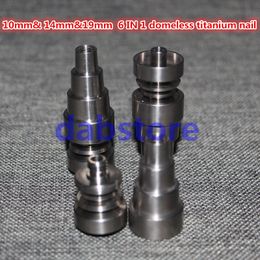 Clavo de titanio Nai de titanio sin cúpula, 10mm, 14mm, 19mm, 6 en 1, con junta macho y hembra, tapa de carburador, herramienta Dab, clavo de titanio de grado 2