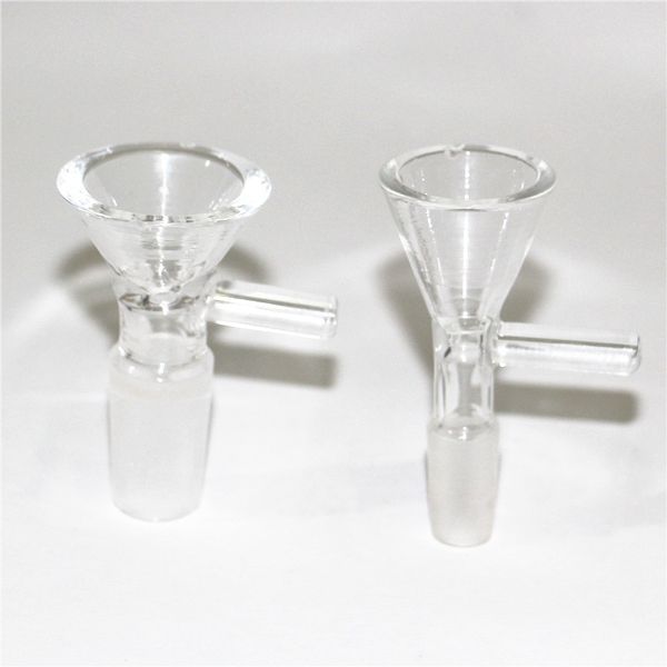 10 mm de 14 mm Clear Glass Piebrah Hooká para bongs Pyrex Pyrex Glass Glass Water Tipes Tways con mango