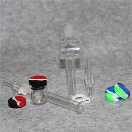 Hookah 10mm 14mm conjunto de pipa de néctar de paja con cuarzo Nail Glass Bong Water Pipe Plataformas petroleras 5ml contenedores de silicona