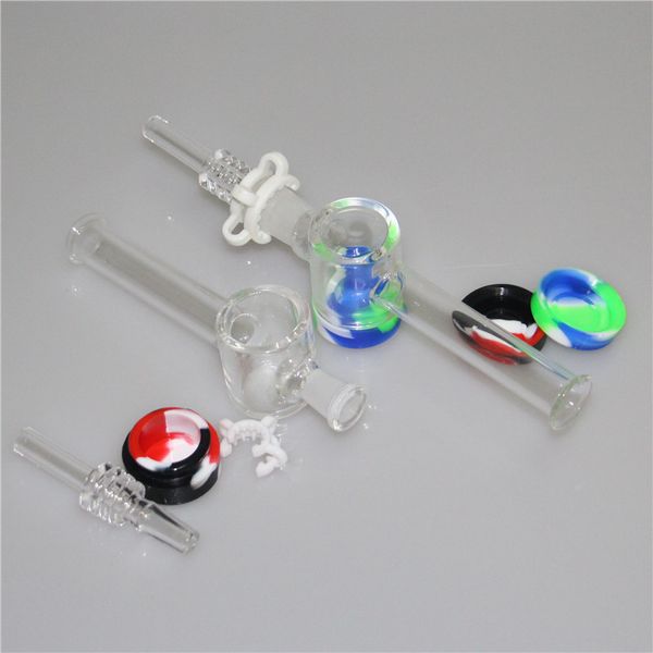 10mm 14mm Nectar Pipe hookah Kit Viene con cuarzo Clavo Contenedor de silicona Tubos de agua de vidrio Bong para plataformas petroleras dabs