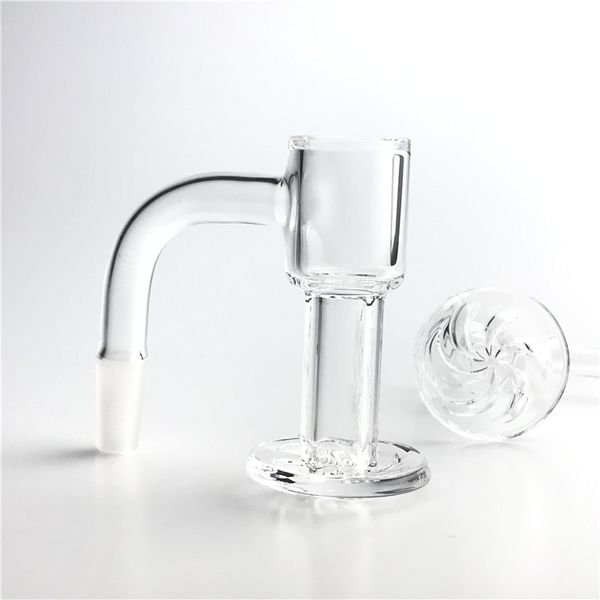 20 mm 2,5 mm de espesor Cuarzo Spin Terp Slurper Banger HQ Hookah Clavo completamente soldado con mini cubo biselado Clavos giratorios inferiores de 30 mm para Bong de fumar de vidrio