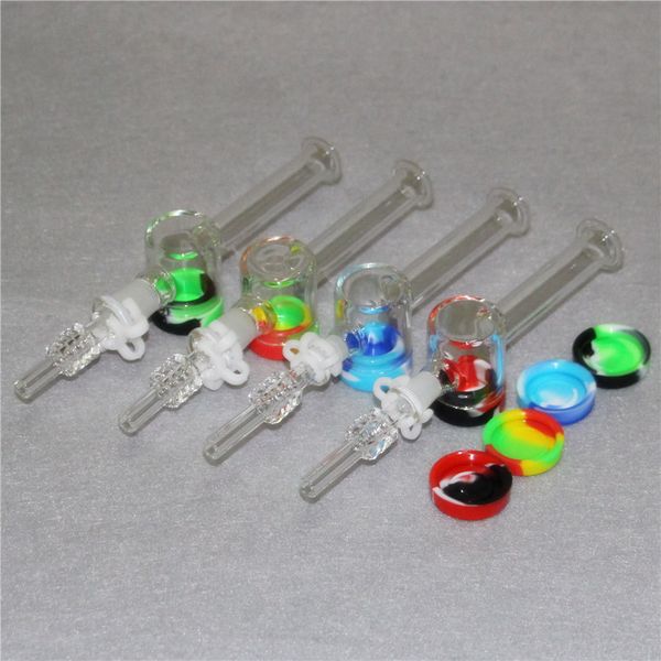 Hookahs 10 mm 14 mm Punta de cuarzo con clips Keck para mini kits de néctar Bongs de agua de vidrio Tuberías Dab Plataformas petroleras