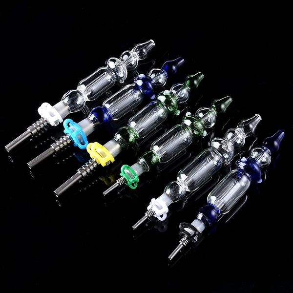 10 mm 14 mm Recto NC Colector de néctar Mini accesorios para fumar Cachimbas Cuarzo Plataforma de aceite de uñas Dab Pipa de agua de paja con plástico de burbujas Keck NC18