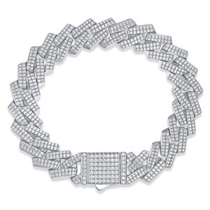 10 mm 14 mm Largeur 17 cm 19 cm 21 cm Bracelet en diamant en argent sterling 925 Bling Moissanite Bracelets Chaînes pour hommes femmes pour fête de mariage Joli cadeau