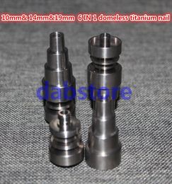 10 mm 14 mm19 mm 6 en 1 Titanium sans Dome Titanium Nai Titanium avec mâle Femelle Joint Cap DAB Tool Grade 2 Titanium Nail5291899