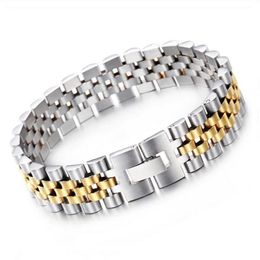 10mm 15mm Goud Zilver Roestvrij Stalen horlogeband Chain Link Armband voor Vrouwen Mannen Paar Punk Rock hiphop Bike Biker Watc252G