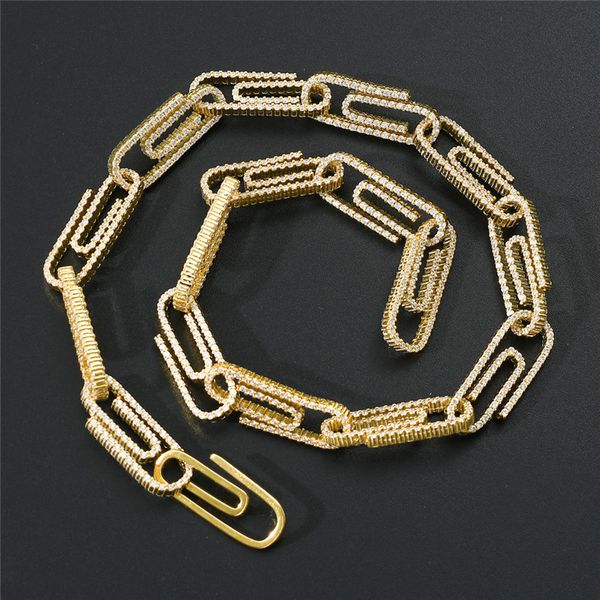 10mm 16/18/20/22/24 pouces couleur or argent CZ Clips en forme de chaîne collier Bracelet rappeur bijoux de rue pour hommes femmes offre spéciale