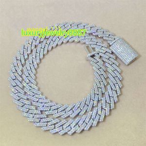 10 mm 18-24 pouces plaqué or S925 argent sterling Pass Test Moissanite diamant chaîne cubaine collier bracelet maillons bijoux pour hommes femmes joli cadeau