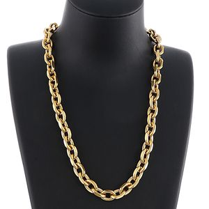 Énorme collier pour hommes, chaîne à maillons ovales en acier inoxydable, plaqué or, bijoux pour amis, cadeaux de noël, hautement poli, 10mm, 18-30 pouces