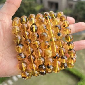 Bracelet d'ambre vert 10 mm 1M Green en gros DIY Gift Original Gift Baltic Plant Rounds Perles Natural Généheurs Bijoux 240410
