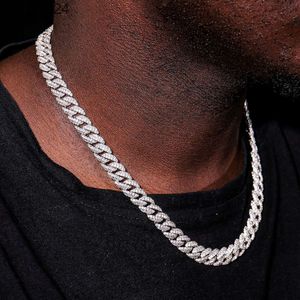 10 mm 2 rangées bordures biseautés argentés plaqué 18 km collier de bracelet de mode à chaîne cubaine en or 18 carats