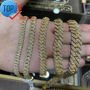 10 mm 22 inches Heren Real Gold Hip Hop Chains VVS Moissanite Diamond Chain Prong Set 10K Gold Cuban Link Chain