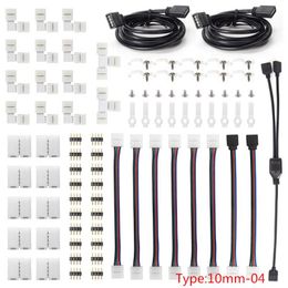 10 mm 4-polige RGB-LED-Streifen-Licht-Anschluss-Sets mit T/L-förmigen Streifen-Jumper-Clips, Drahtverbindungsklemmen, Spleiß-LED