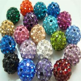 10mm 5 rangées doubles trous AB argile douce Bala résine perles en vrac incrusté rond strass boule Shambala perle Bracelet collier Accessor239Z