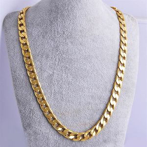 10 MM Grote Geel Solid Gold Filled Cubaanse Ketting Dikke Heren Sieraden Womens Gold Heren Kettingen Hip Hop Jewelry2437