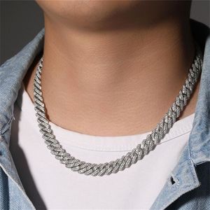 10mm koperen Cubaanse schakelketting heren ketting armband sieraden gouden ketting voor man Hip Hop Diamond Iced Out Chains AAA Zirconia Silver2775