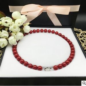 Collier de beignet de perles rouges de corail de 10mm, collier de perles de coquillage naturel de mer profonde, envoyer à la mère, boucle en argent 925, collier brillant bo249g