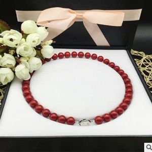 Collier de beignet de perles rouges corail de 10mm, collier de perles de coquille naturelle de mer profonde, envoyer à la mère, boucle en argent 925, collier brillant bo276K